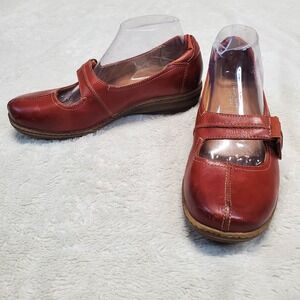 Naturalizer Burnt Umber Leather Mary Janes Shoes Women 8 Extra Wide Classic Boho